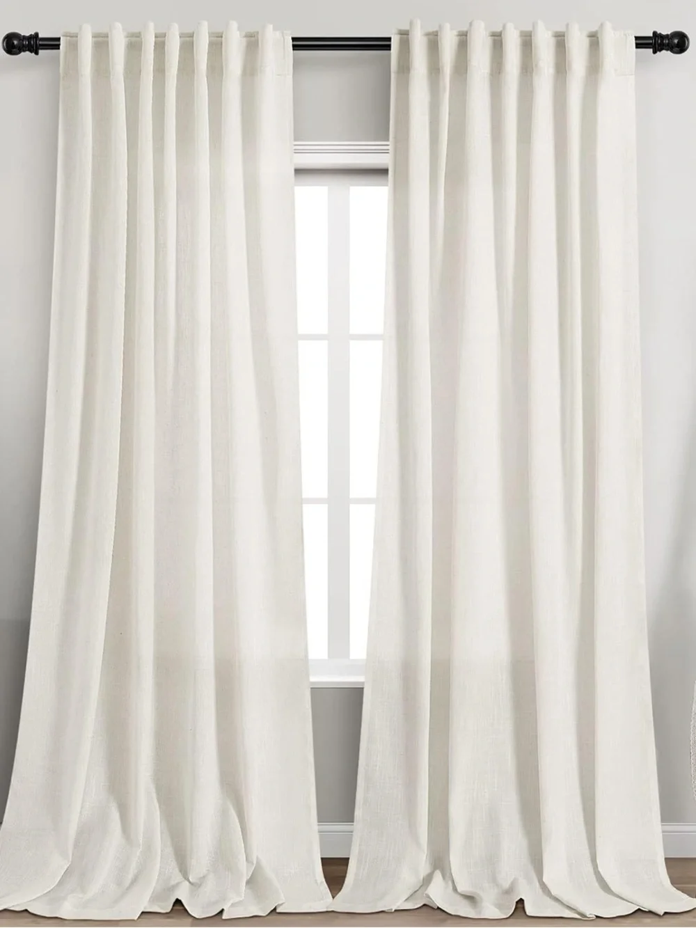 Cream linen curtains 52”x102” 2 panels